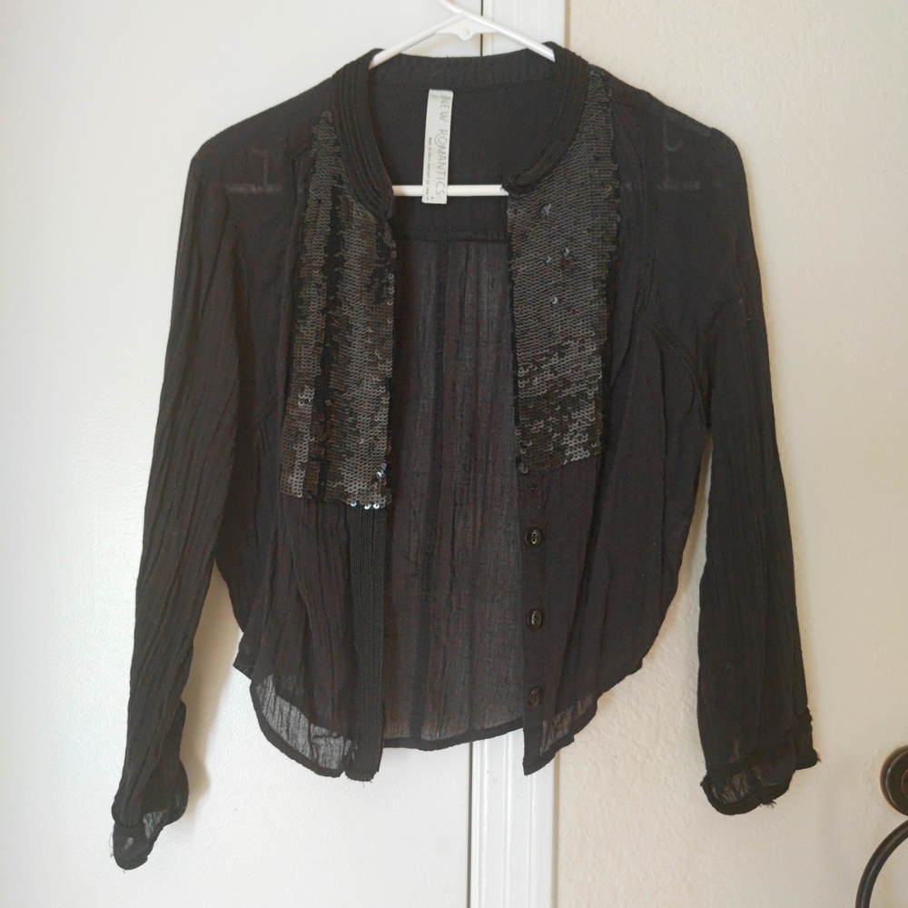 Fp New Romantics Squin Button Down Blouse - image 3